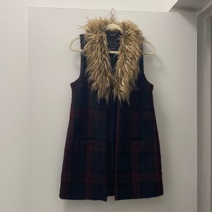 Plaid Sanctuary Faux Fur Vest